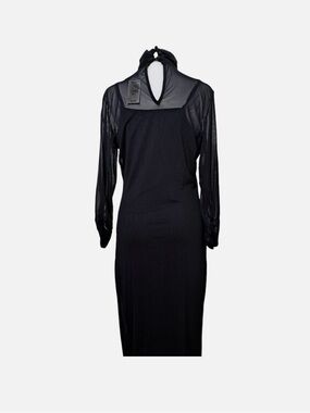 Ashley Stewart long sleeve Mesh Black Midi Dress